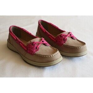 Sperry Top- Sider Girls Youth Laguna Greige Animal Preppy Boat Shoe Sz 5 Youth